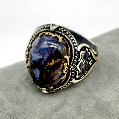 Pietersite Doğal Taşlı Erkek Yüzüğü