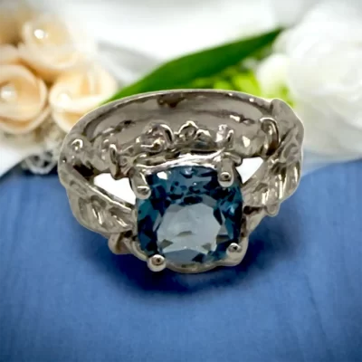 El Yapımı Mavi Topaz Yüzük