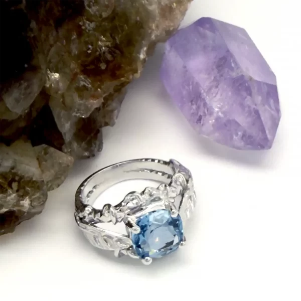 Turkuaz Topaz El Yapımı Yüzük - Görsel 2